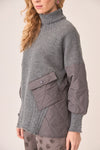 Knit & Quilted Turtle Neck Sweater