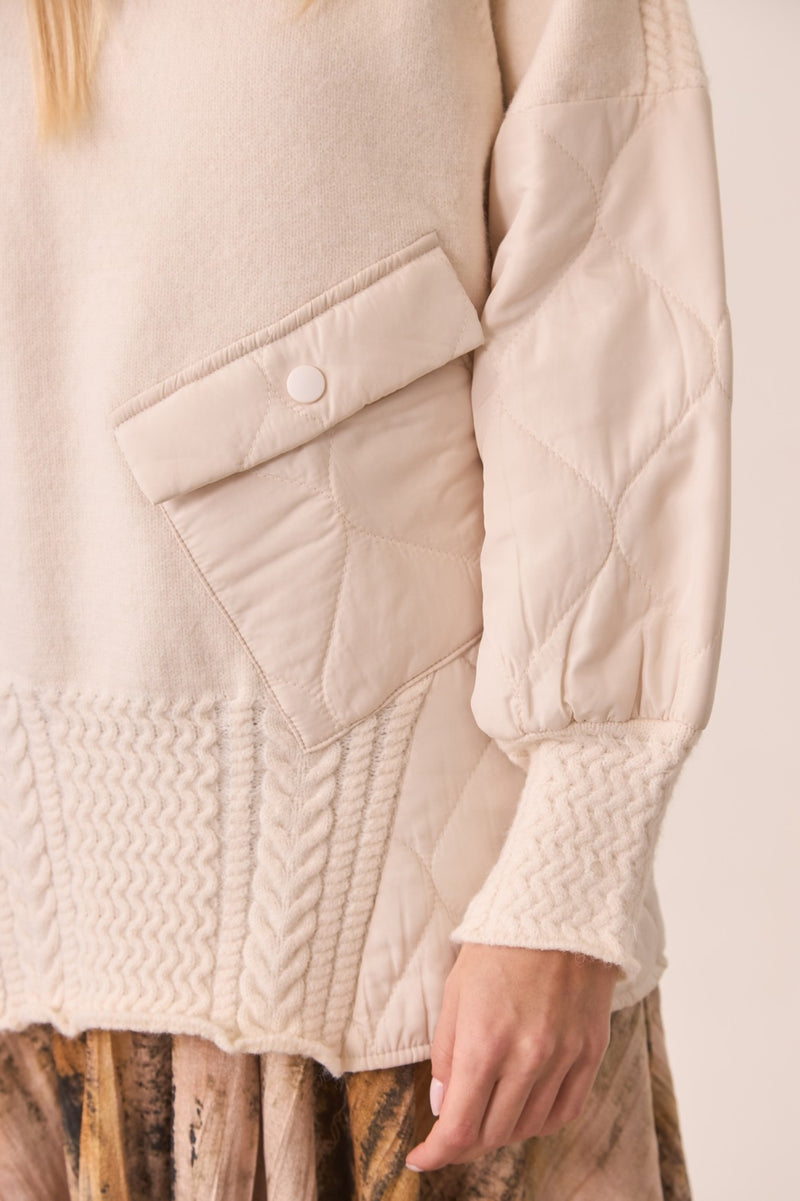 Knit & Quilted Turtle Neck Sweater