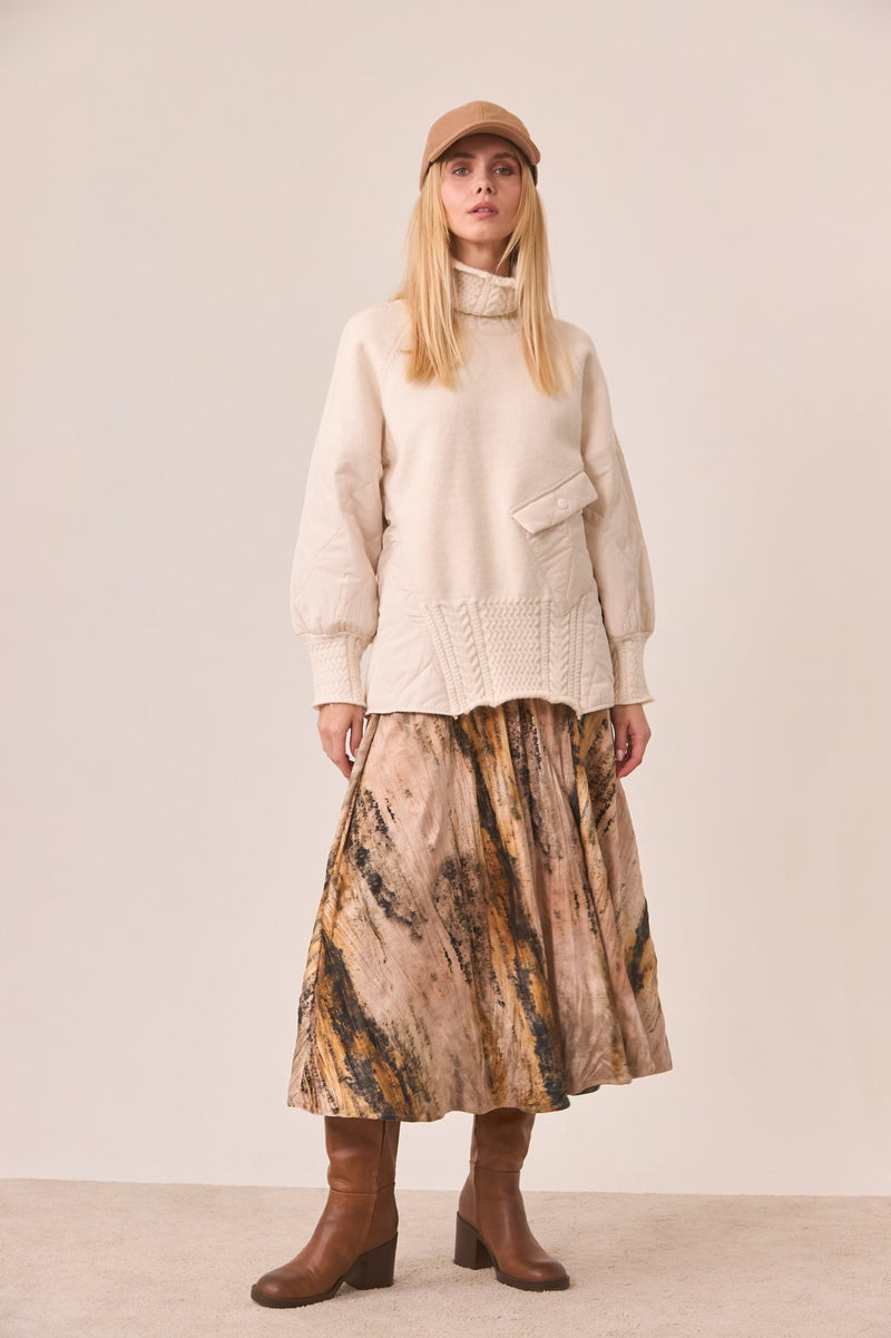 Knit & Quilted Turtle Neck Sweater