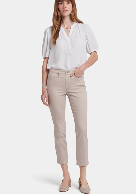Front view of NYDJ Sheri Slim Ankle Jeans in classic Feather