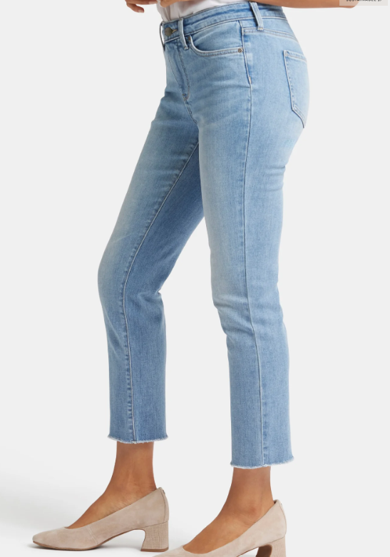 NYDJ Sheri Slim Ankle Jeans with frayed hems in Blue Valley wash at The Lazy Daisy