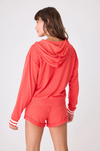 Back view of Model wearing PJ Salvage American Honey Hoodie zip-up