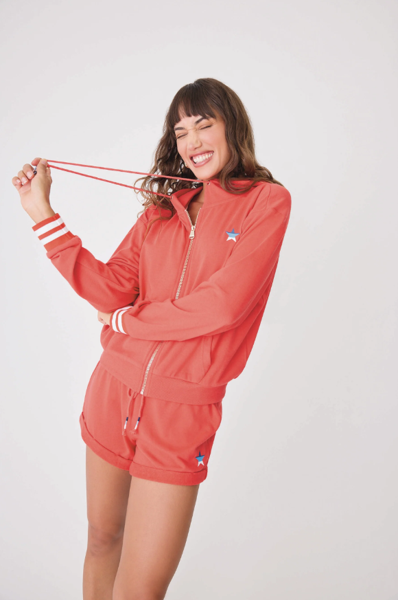 PJ Salvage American Honey Hoodie front view in ruby red