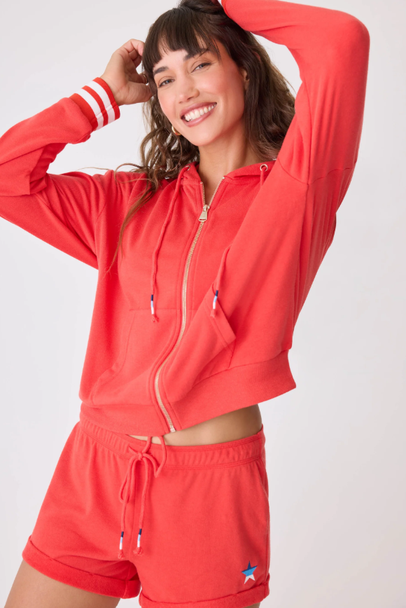 PJ Salvage American Honey Hoodie front view in ruby red
