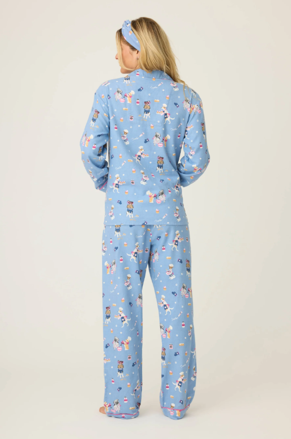 Baked Woof Love Dog Print 3-Piece Flannel PJ Set