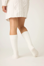 Chenille Cable Knit Mid-Calf Socks