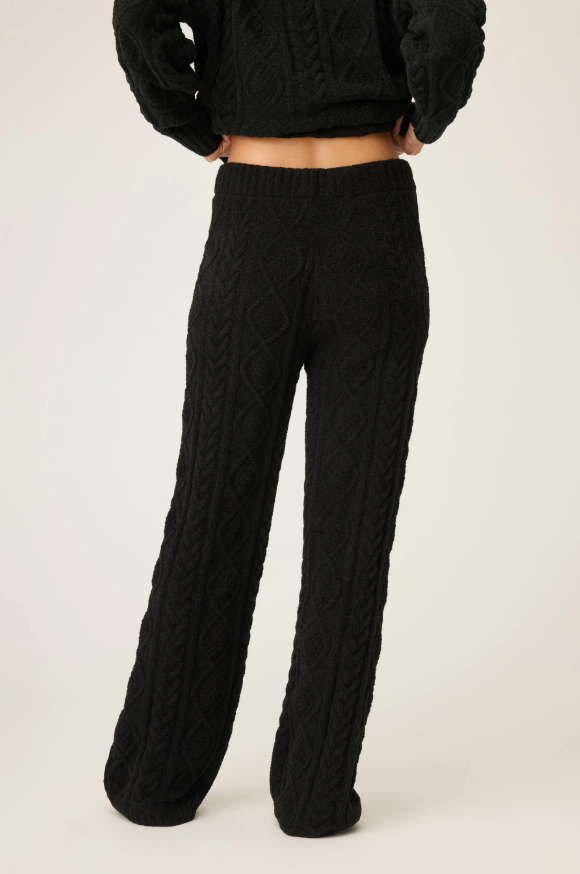 Chenille Cable Knit Open Leg Pants