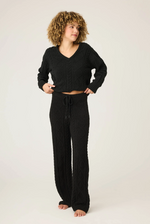Chenille Cable Knit Open Leg Pants