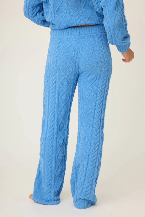 Chenille Cable Knit Open Leg Pants