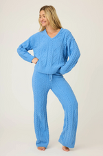 Chenille Cable Knit Open Leg Pants
