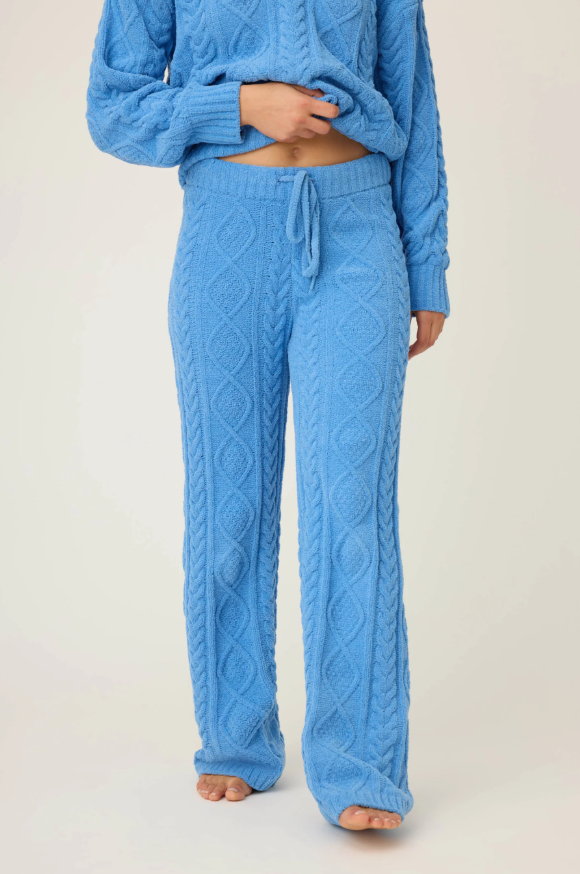 Chenille Cable Knit Open Leg Pants