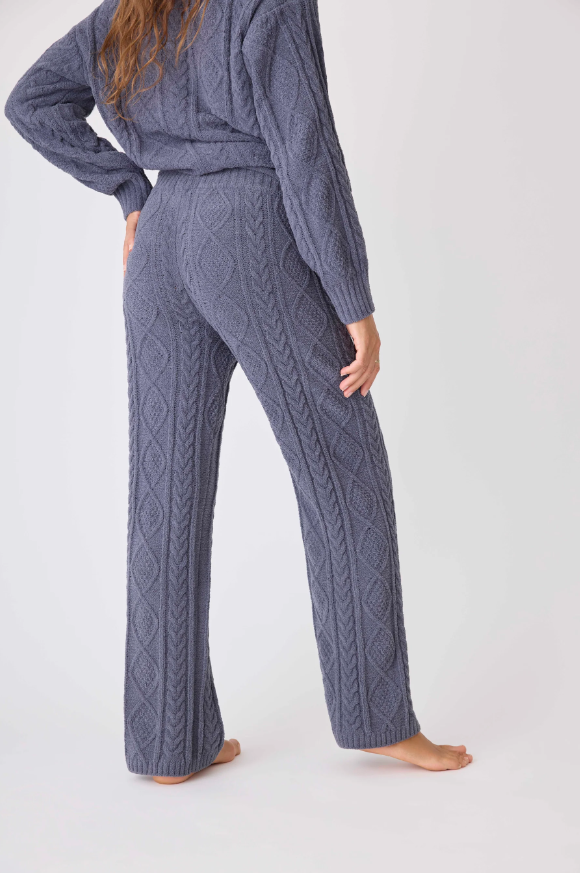 PJ Salvage Chenille Cozy Cable Lounge Pant Charcoal