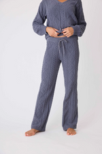 PJ Salvage Chenille Cozy Cable Lounge Pant Charcoal