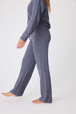 PJ Salvage Chenille Cozy Cable Lounge Pant Charcoal