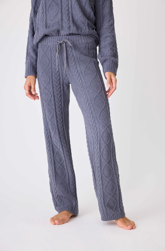 PJ Salvage Chenille Cozy Cable Lounge Pant Charcoal