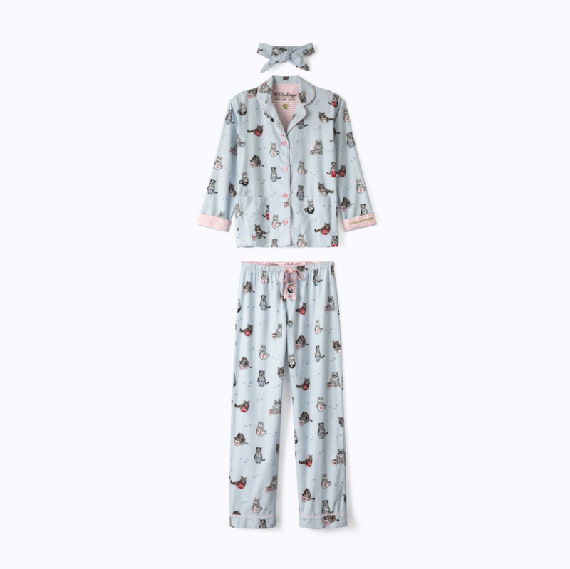 PJ Salvage Coffee & Cat Naps Flannel PJ Set