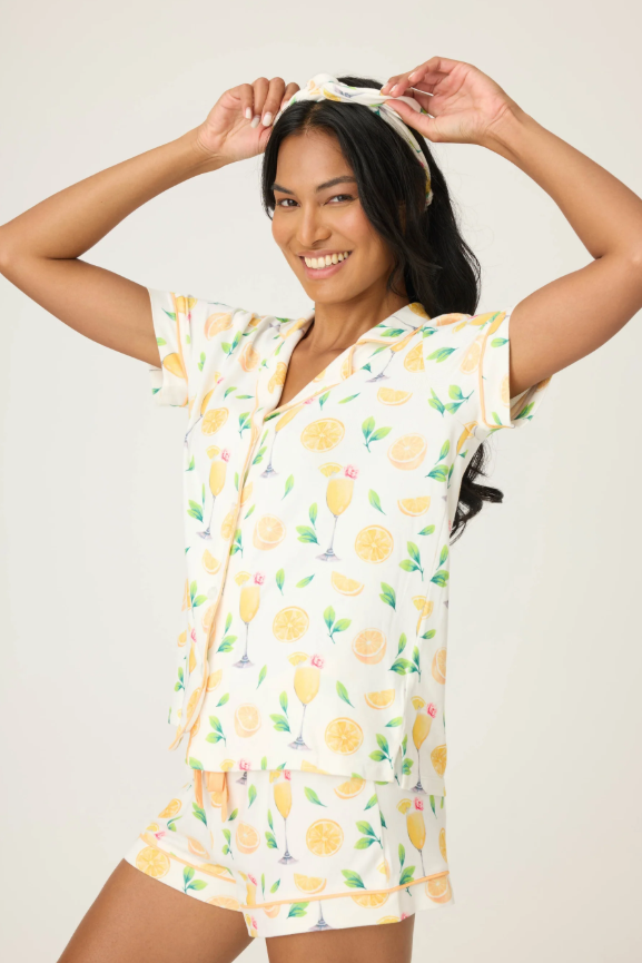Mimosa Me Drink Print 3-piece PJ Short Set