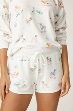 Close-up of candy-colored drawstring and pastel waistband
