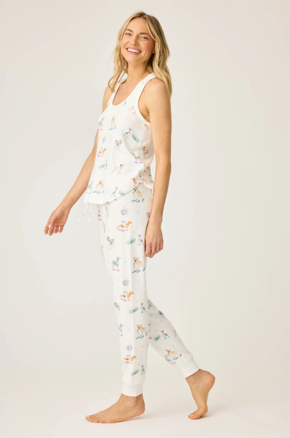 PJ Salvage Roll With It Tank with rollerskating pup print