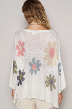 V-Neck Flower Print Sweater