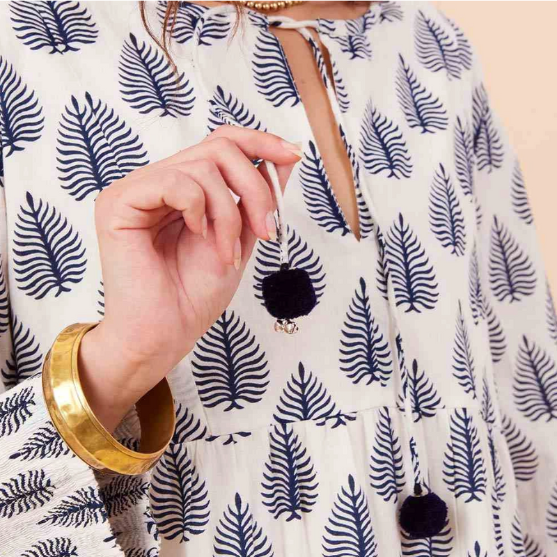 V-neck detail with tassel charm – lightweight summer dress by Rock Flower Paper