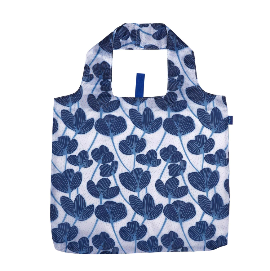 Durable polyester material with vibrant Modern Poppy design – Blu Bag by Rock Flower Paper