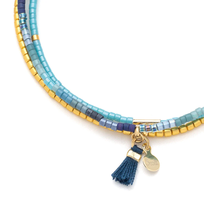 Scout Curated Wears Chromacolor Miyuki Bracelet Trio - Cobalt Multi/Gold