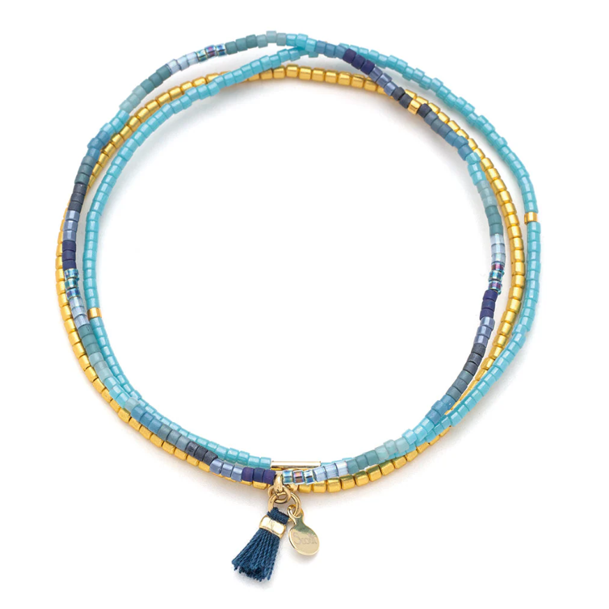 Scout Curated Wears Chromacolor Miyuki Bracelet Trio - Cobalt Multi/Gold