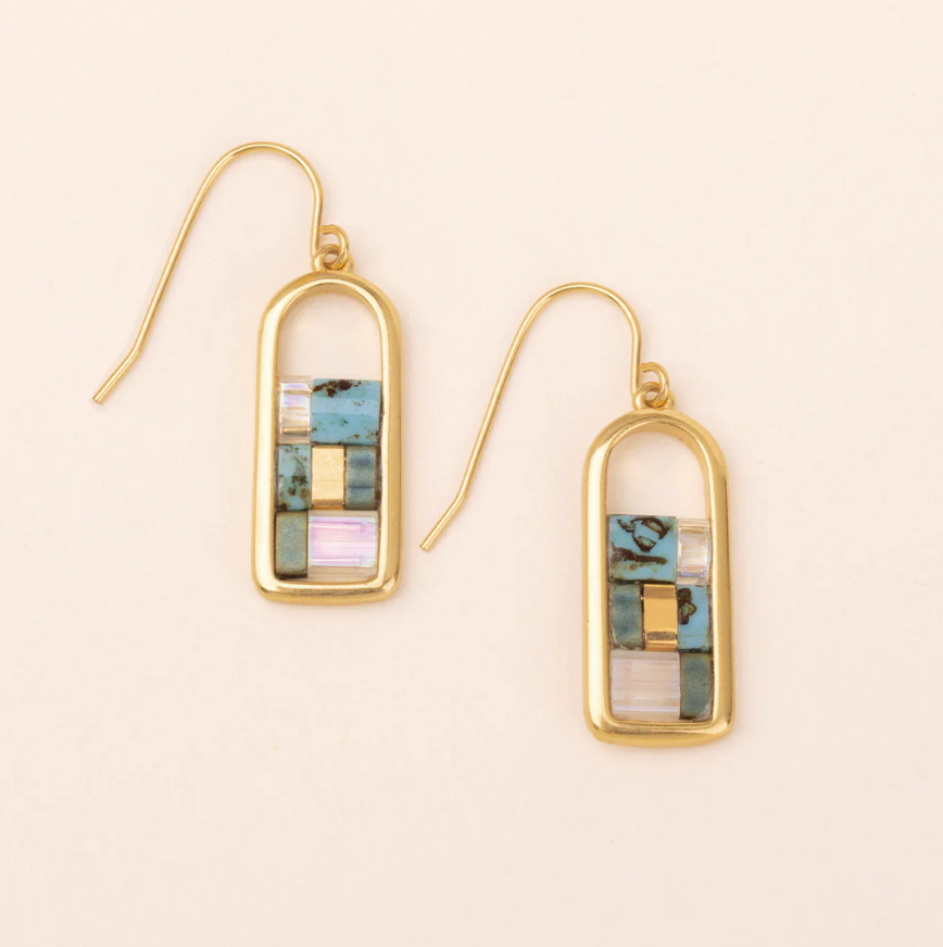 Scout Curated Wears Good Karma Miyuki Frame Earring - Turquoise/Gold