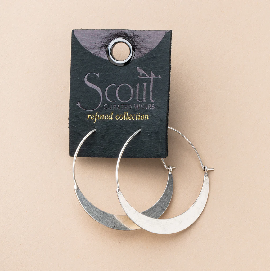 Scout Curated Wears Refined Earring Collection - Crescent Hoop/Sterling Silver