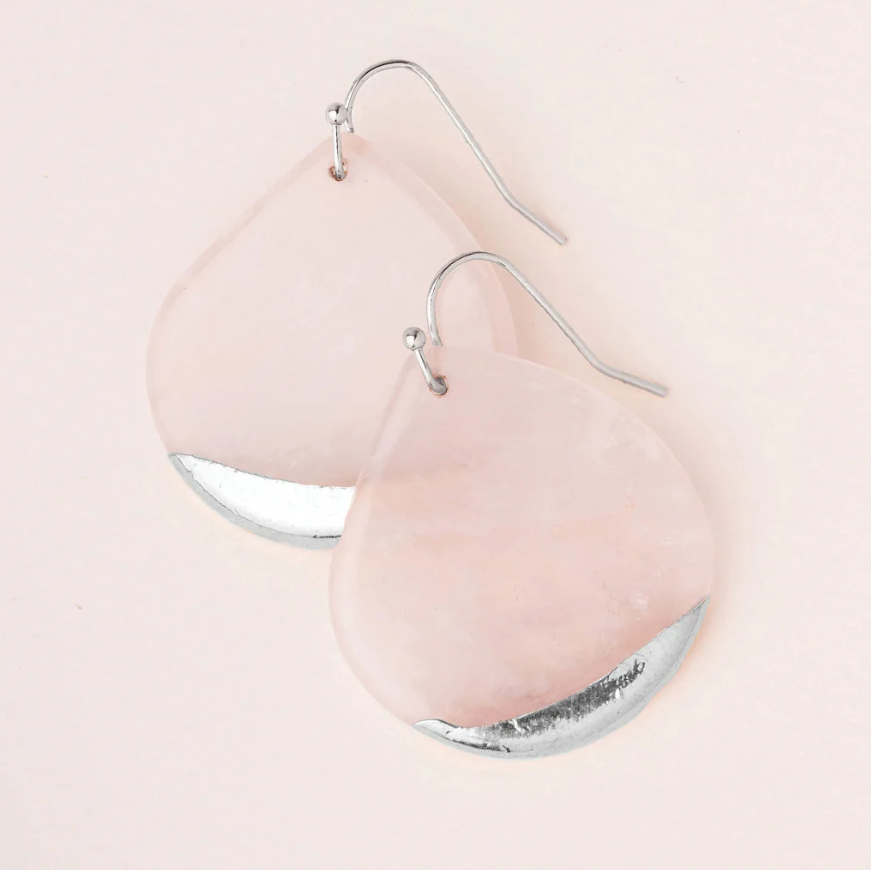 Scout Curated Wears Stone Dipped Teardrop Earring - Rose Quartz/Silver