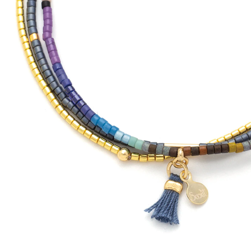 Scout Curated Wears Chromacolor Miyuki Bracelet Trio - Dark Multi/Gold