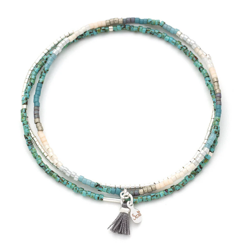 Scout Curated Wears Chromacolor Miyuki Bracelet Trio - Turquoise Multi/Silver