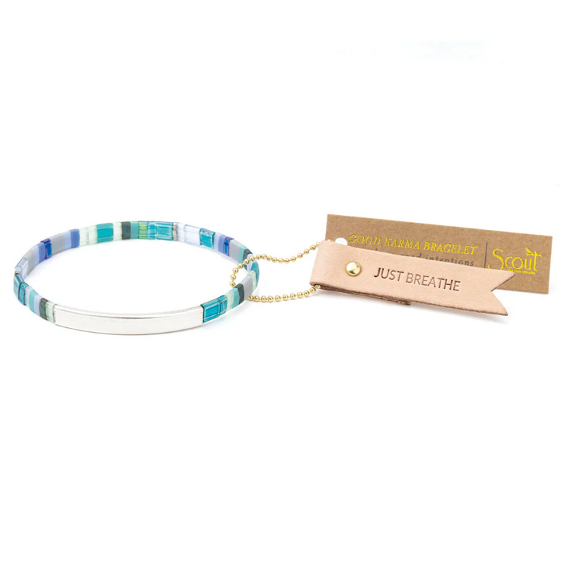 Scout Curated Wears Good Karma Miyuki Bracelet | Just Breathe - Turquoise/Green/Silver