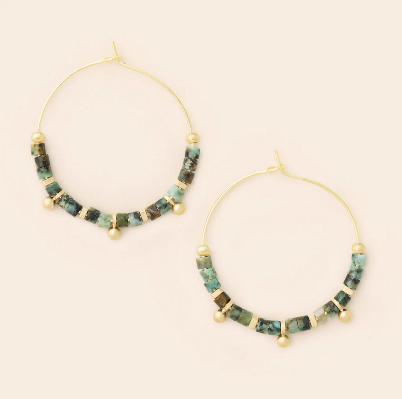 Scout Curated Wears Stone Disc Hoop Earring - African Turquoise/Gold