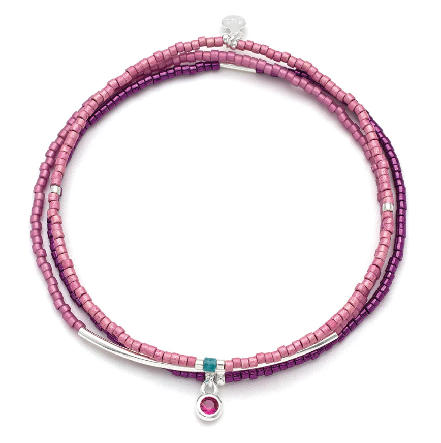 Scout Curated Wears Tonal Chromacolor Miyuki Bracelet Trio - Fuchsia/Silver