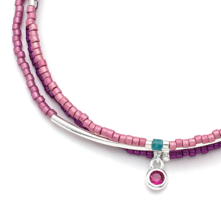 Scout Curated Wears Tonal Chromacolor Miyuki Bracelet Trio - Fuchsia/Silver