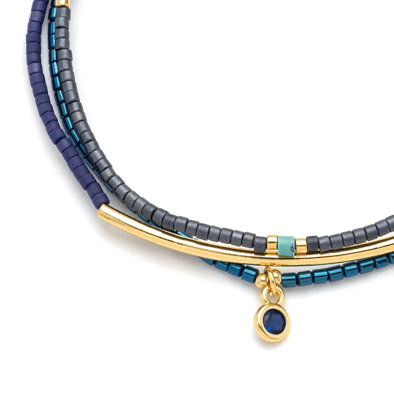 Scout Curated Wears Tonal Chromacolor Miyuki Bracelet Trio - Navy/Gold
