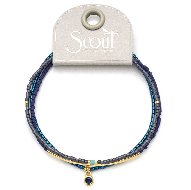 Scout Curated Wears Tonal Chromacolor Miyuki Bracelet Trio - Navy/Gold