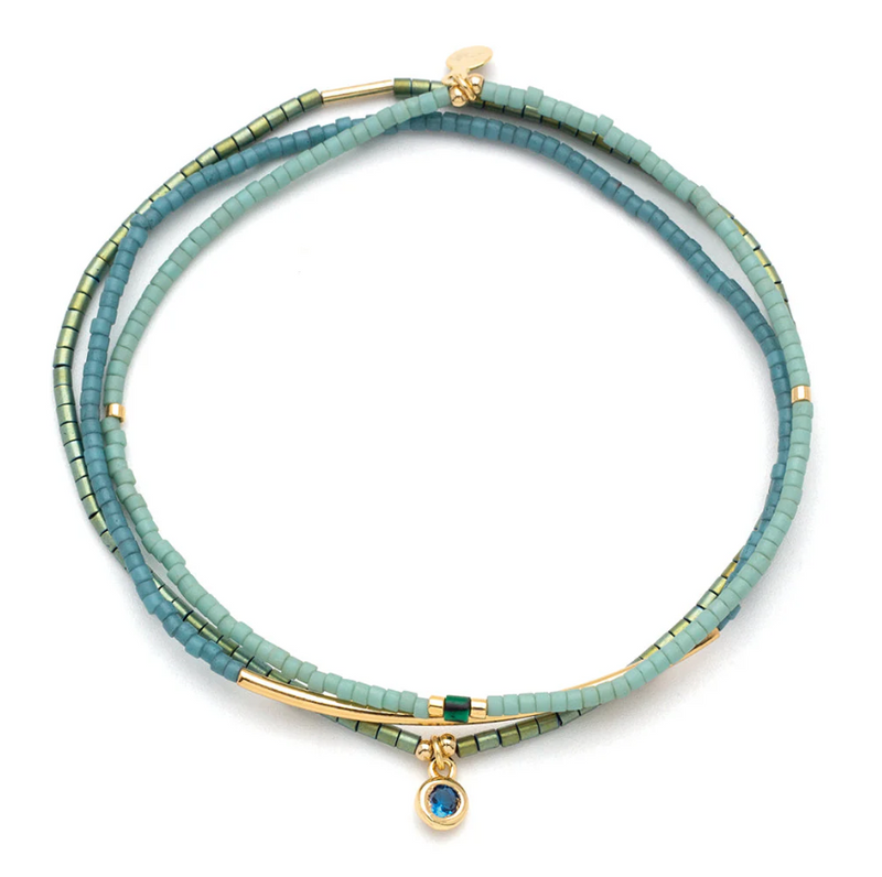 Scout Curated Wears Tonal Chromacolor Miyuki Bracelet Trio - Turquoise/Gold