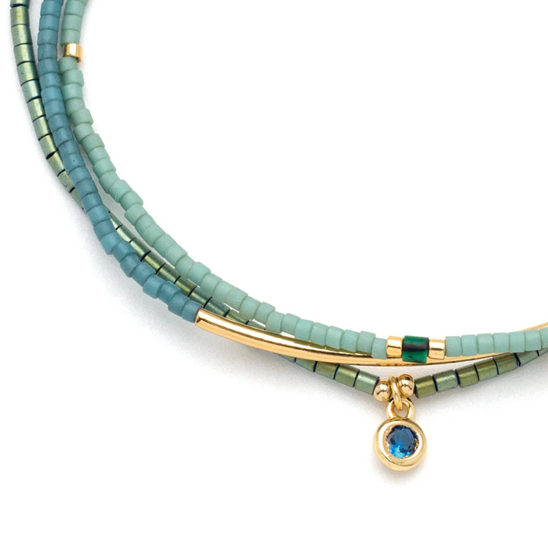 Scout Curated Wears Tonal Chromacolor Miyuki Bracelet Trio - Turquoise/Gold