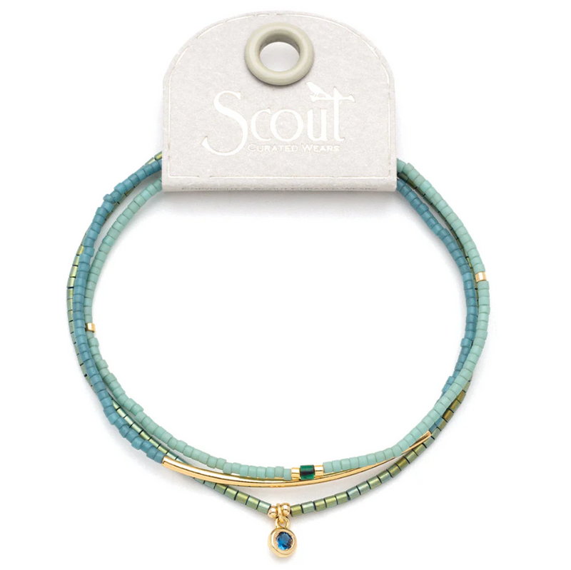 Scout Curated Wears Tonal Chromacolor Miyuki Bracelet Trio - Turquoise/Gold