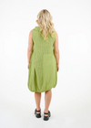 Back view of dress hanging naturally with crinkled finish
