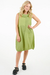 Front view showing sleeveless design and subtle pocket
