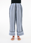 Front view of Villa Pant in black striped cotton gauze Lavender Tonic