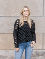 Lula Pullover by Shannon Passero in wide open-knit cotton in the color black