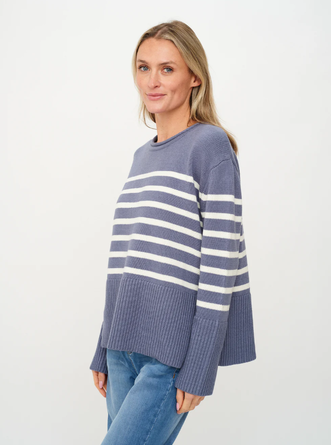 “Six Fifty Geralyn Striped Crew sweater in soft cotton blend”