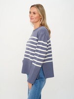 “Casual striped sweater by Six Fifty with flattering relaxed fit”