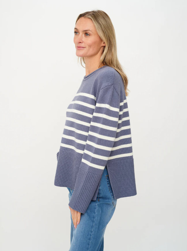 “Casual striped sweater by Six Fifty with flattering relaxed fit”