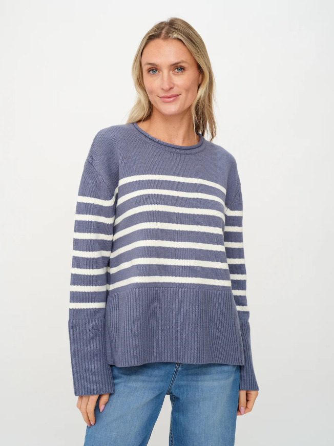 “Six Fifty Geralyn Striped Crew sweater in soft cotton blend”